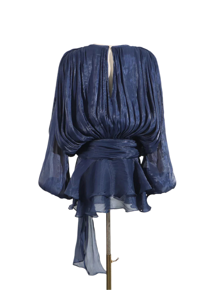 Blue Blouson Mini Dress