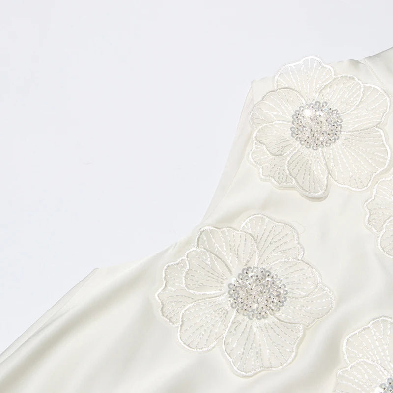 Appliques O Neck Midi Dress