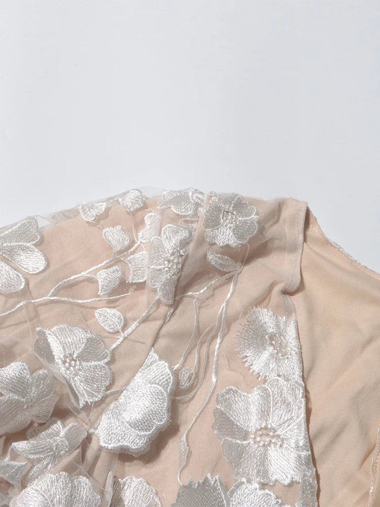 Floral Embroidery Mini Dress