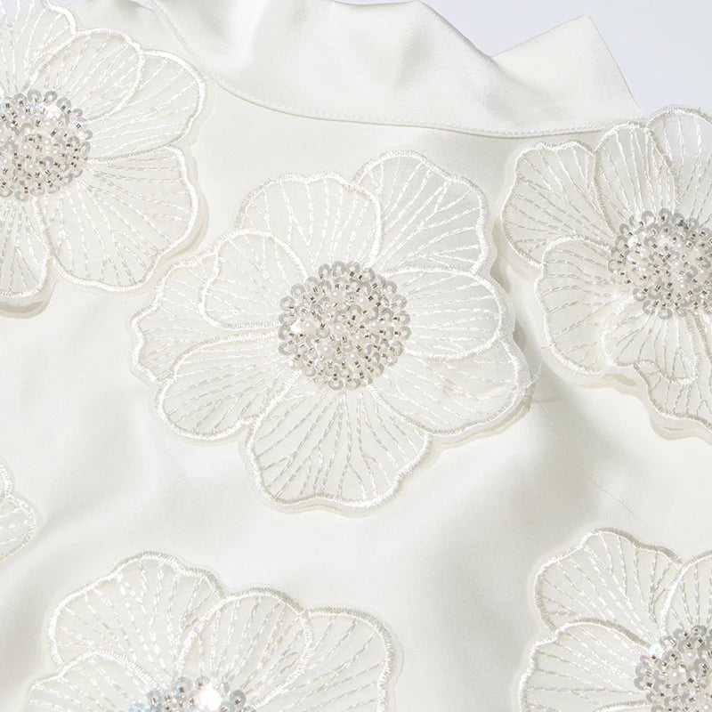 Appliques O Neck Midi Dress
