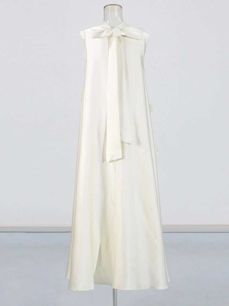 Appliques O Neck Midi Dress