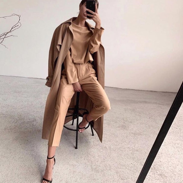 Brown minimalist top and trousers | Best Seller | Chic Fashion | Zalia Atelier