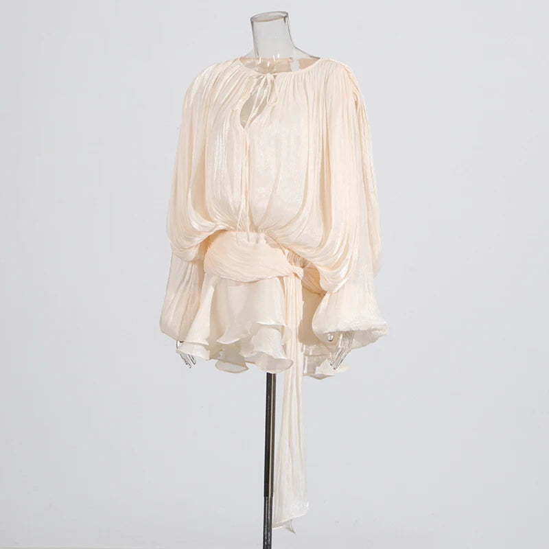 Beige Blouse Mini Dress | Zalia Atelier