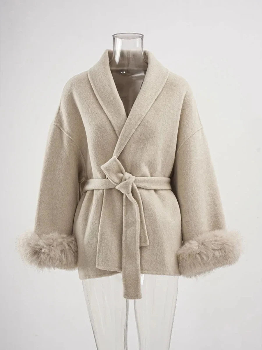 Zalia Atelier | Beige Jacket With Belt