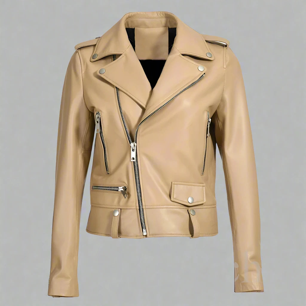 Beige moto jacket