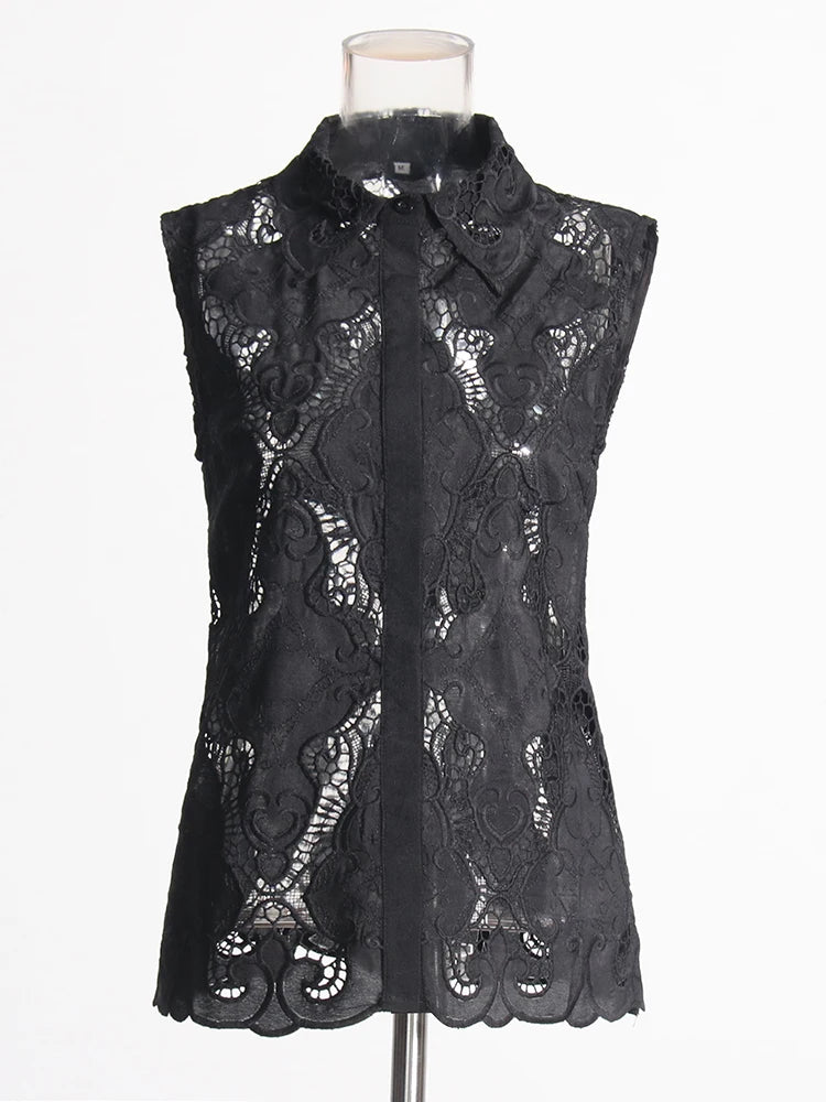 Zalia Atelier Black Embroidered Top