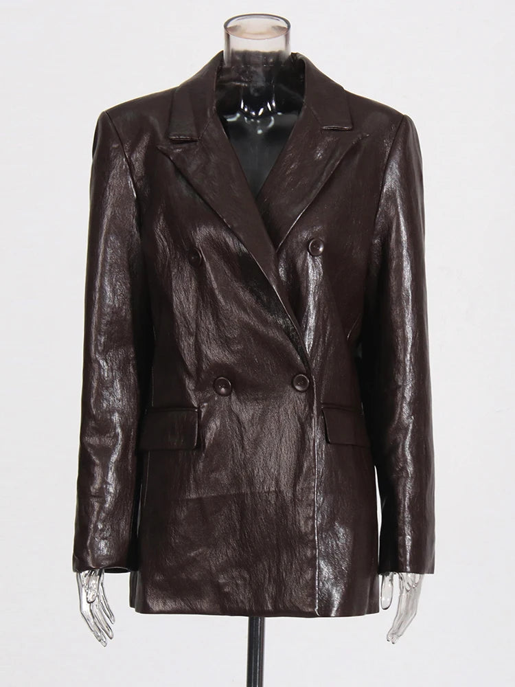 Zalia Atelier Brown Leather Blazer