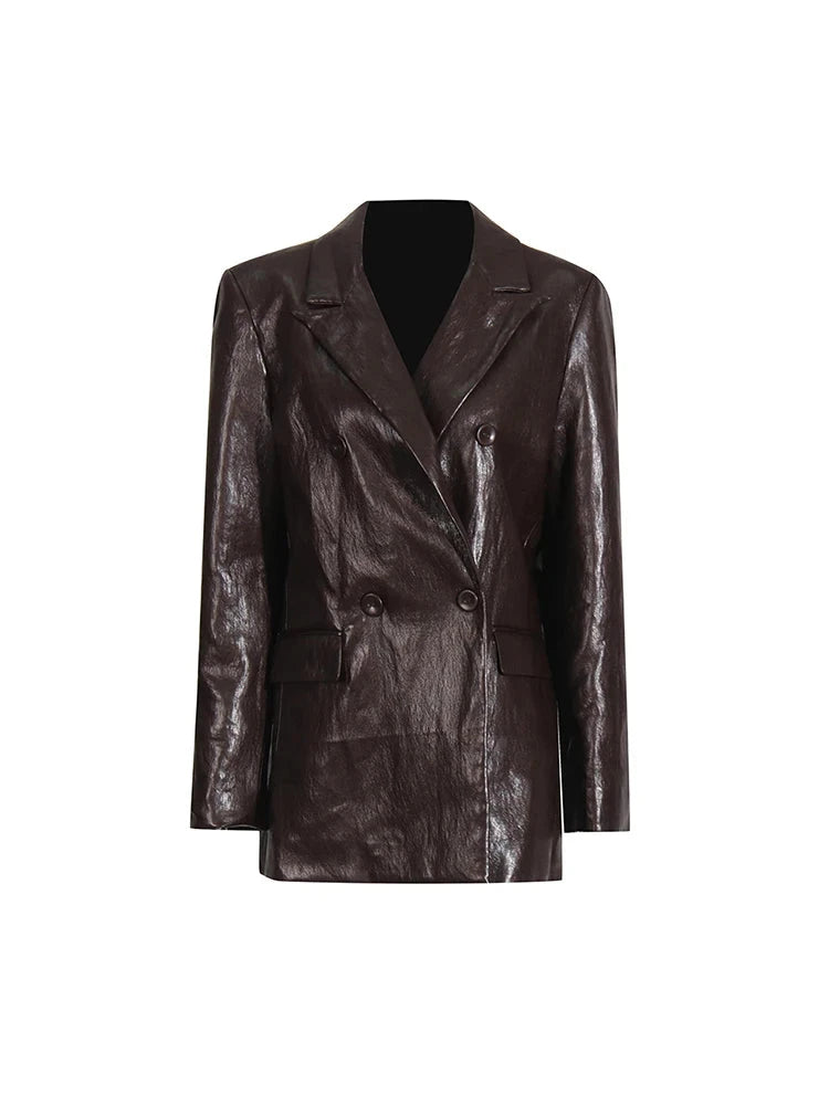 Zalia Atelier Brown Leather Blazer