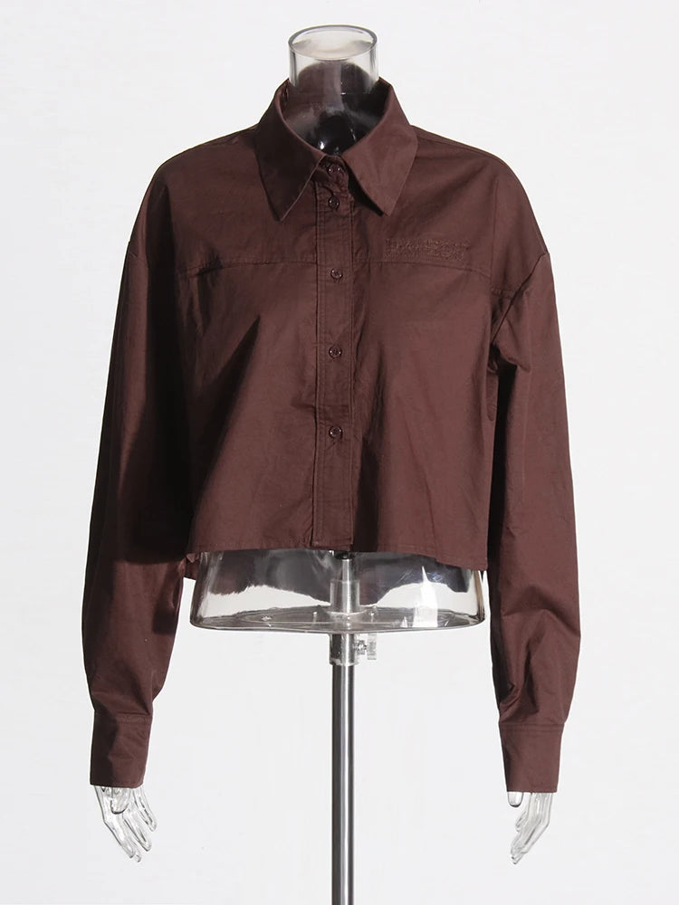 Zalia Atelier | Brown Long Sleeve Shirt For Women