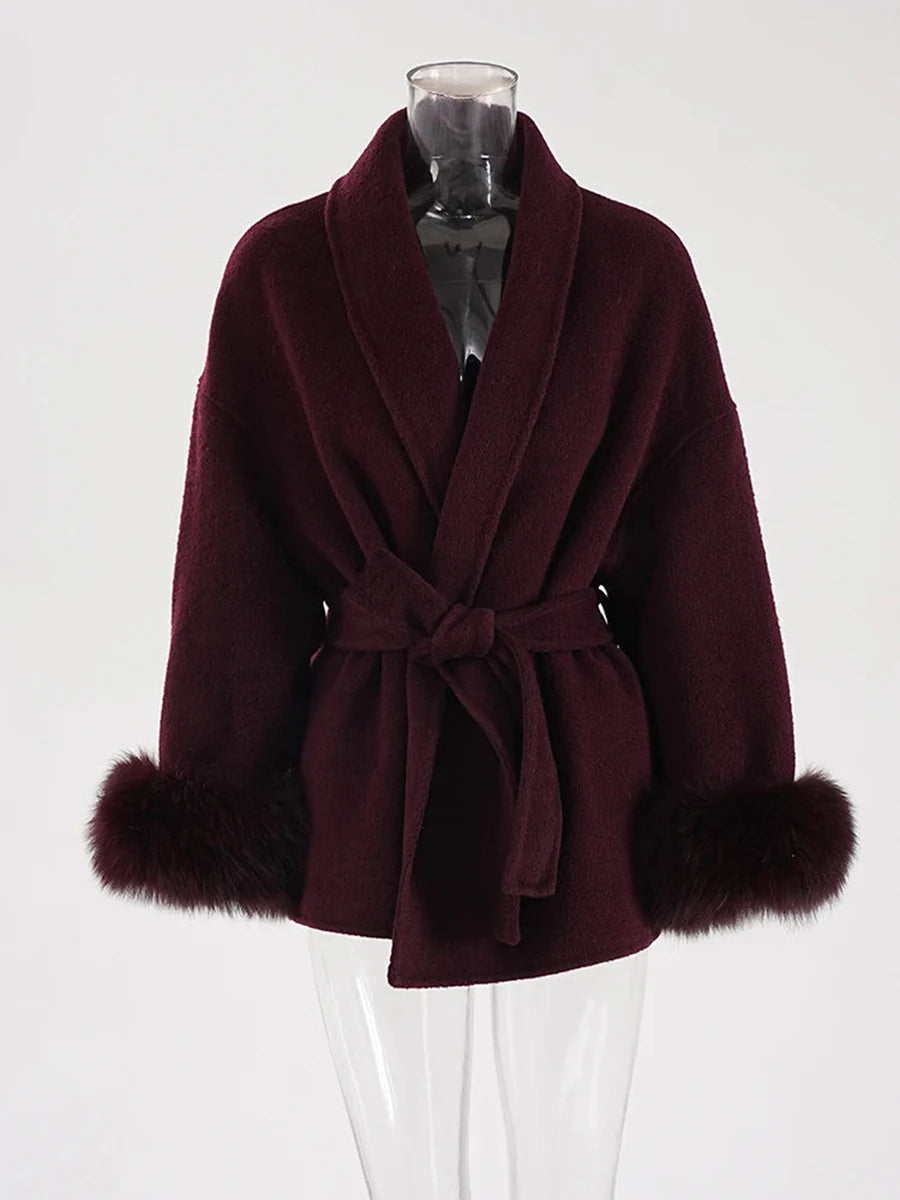 Zalia Atelier | Burgundy Belted Jacket