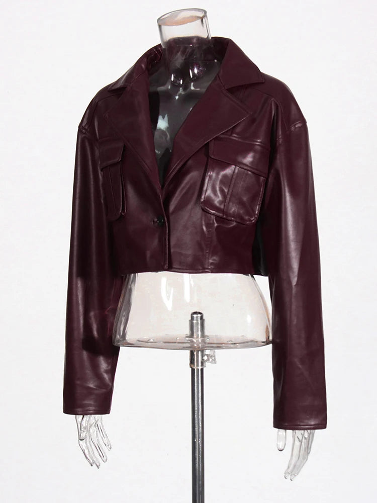 Burgundy Leather Jacket | Zalia Atelier