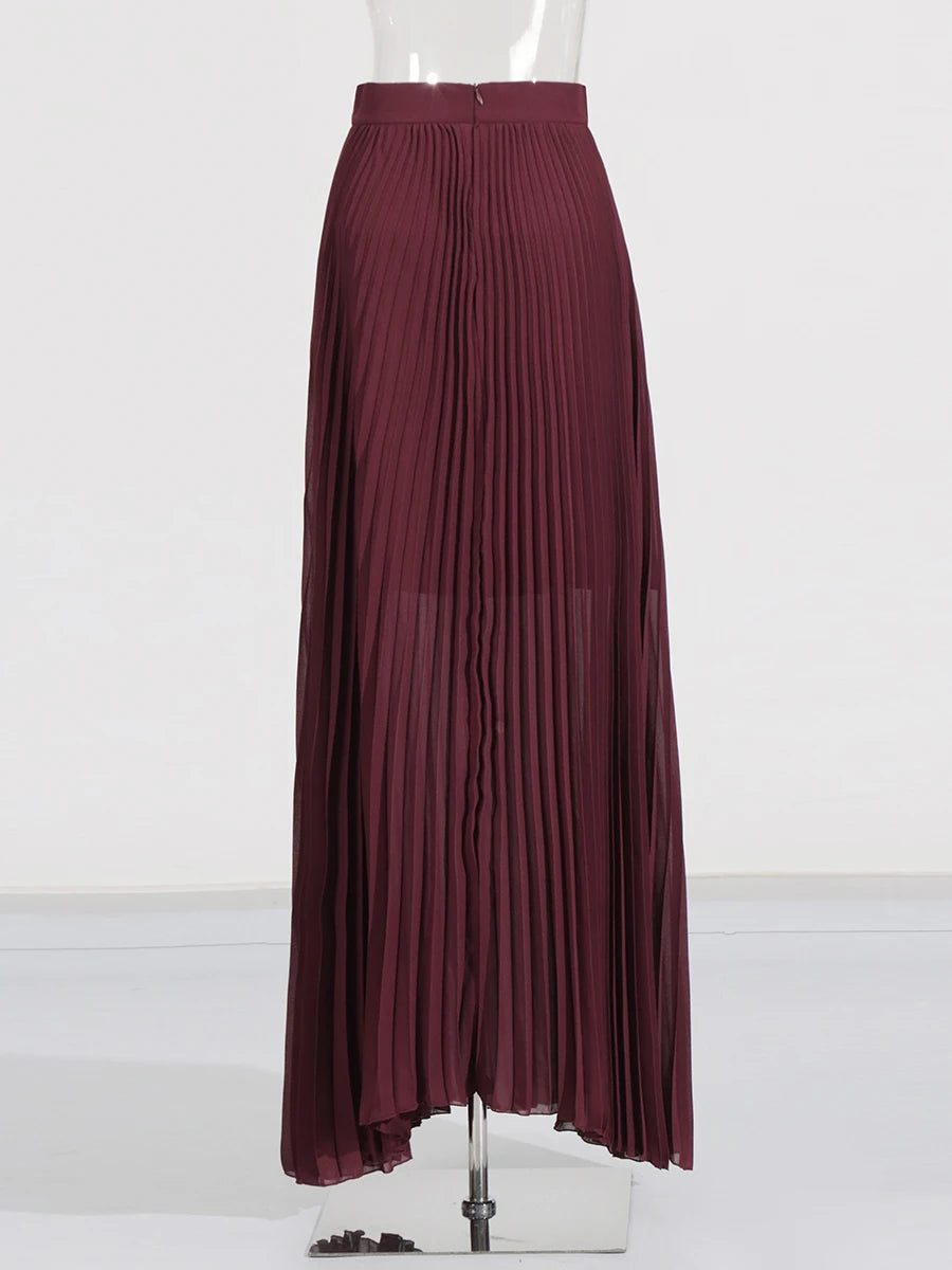 Burgundy Pleasted Skirt | Zalia Atelier