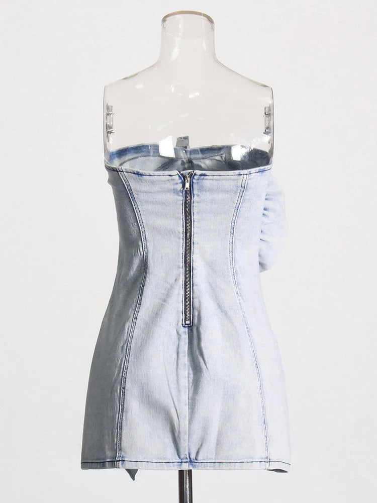 Appliques Denim Dress