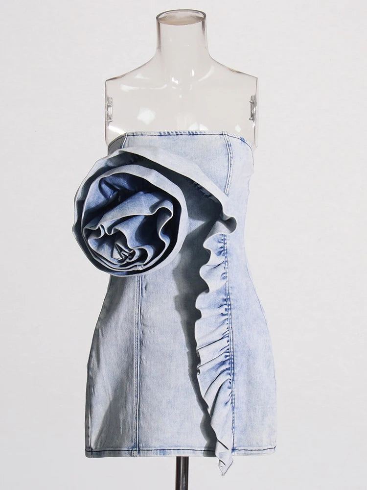 Zalia Atelier | Strapless Denim Mini Dress