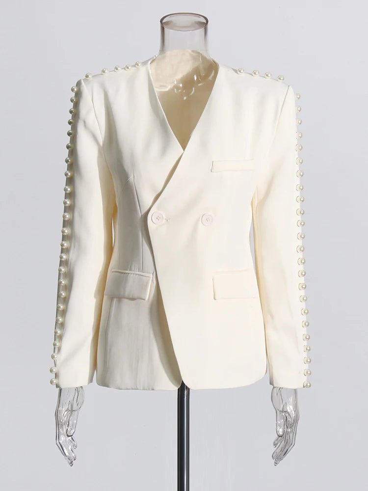 Faux Pearls Blazer