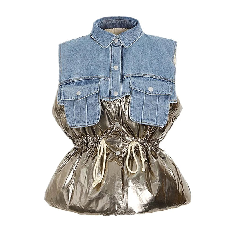 Patchwork Denim Vest