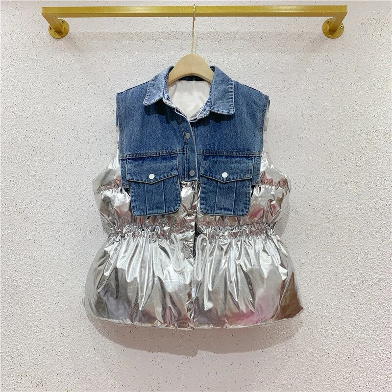 Patchwork Denim Vest