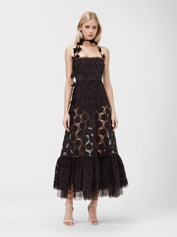 Zalia Atelier | Halter Embroidered Dress