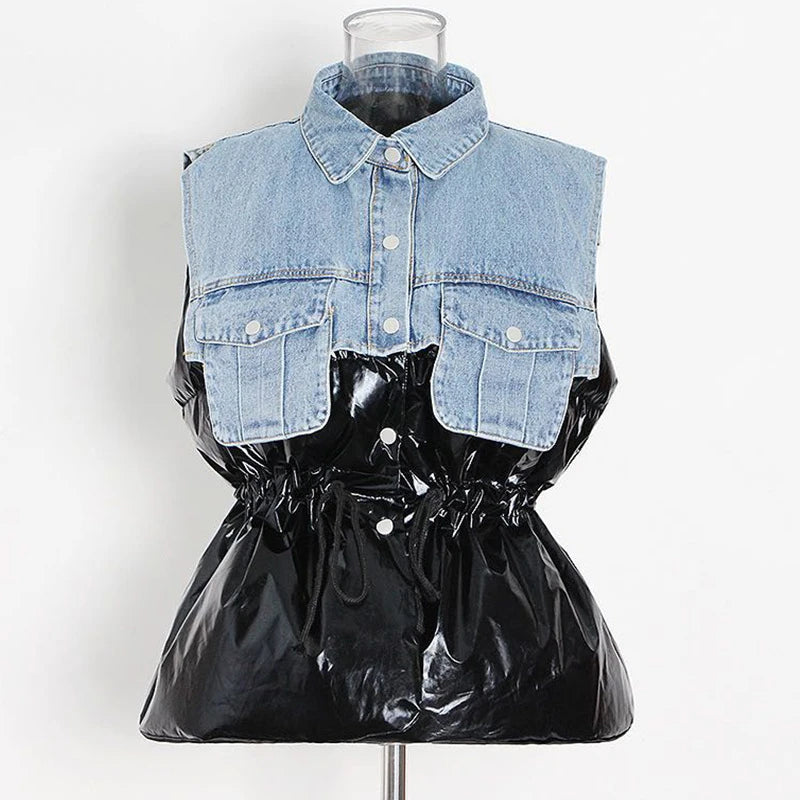 Patchwork Denim Vest