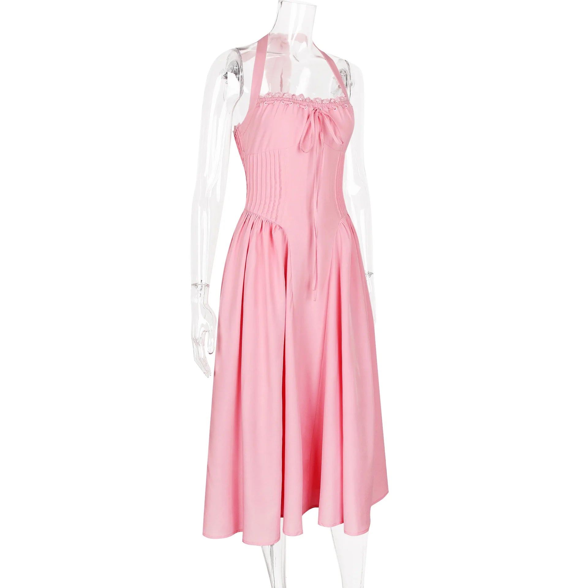 Pink Drop Waist Midi Dress | Zalia Atelier