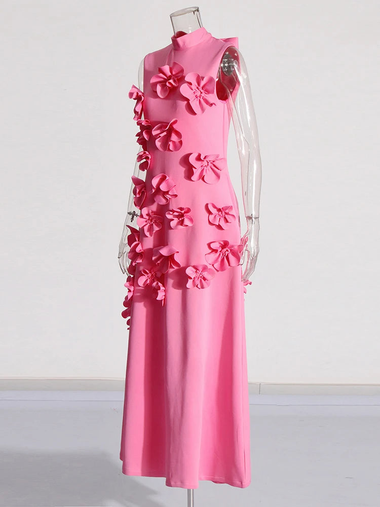 Zalia Atelie | Pink Flower Applique Dress