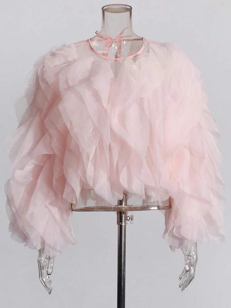 【epine】all tulle frill blouse pink epine All Tulle Frill Blouse PINK