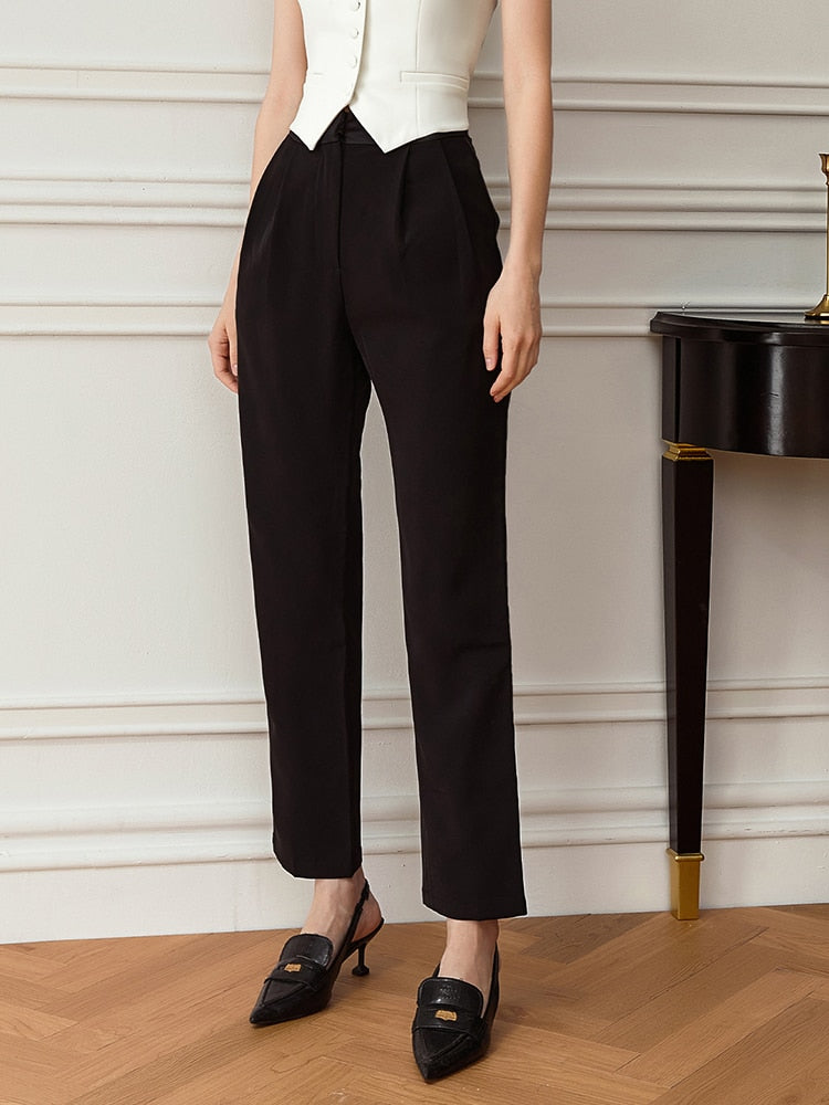 Black Ankle Length Trousers | Zalia Atelier | Chic Style Fashion