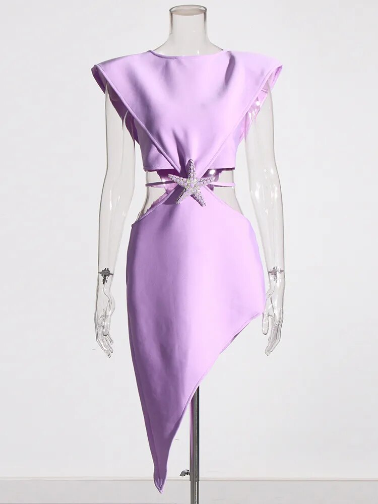 Light Purple Mini Dress with Side Cutouts