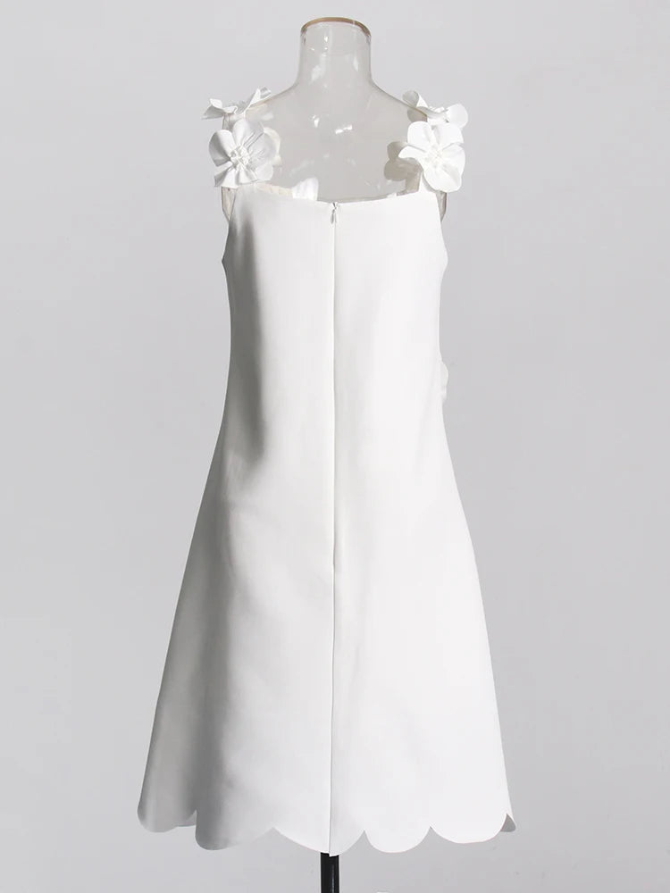 White Appliques Mini Dress