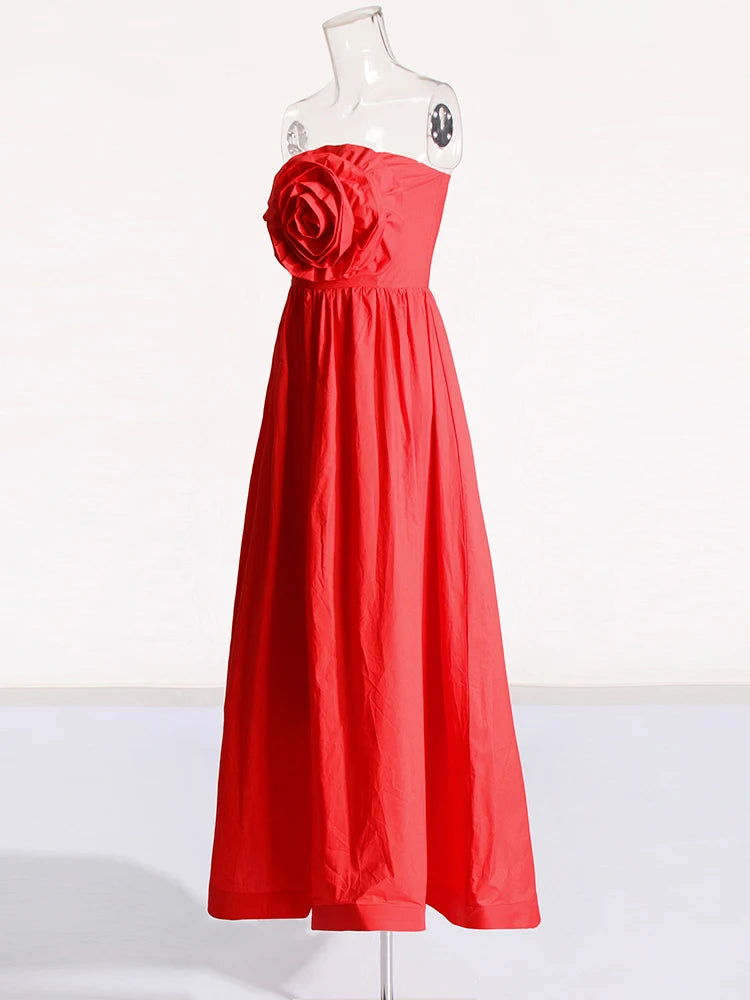 Red Applique Maxi Dress