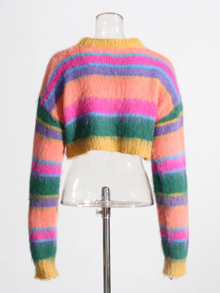 Striped Mohair Knit Top and mini Skirt