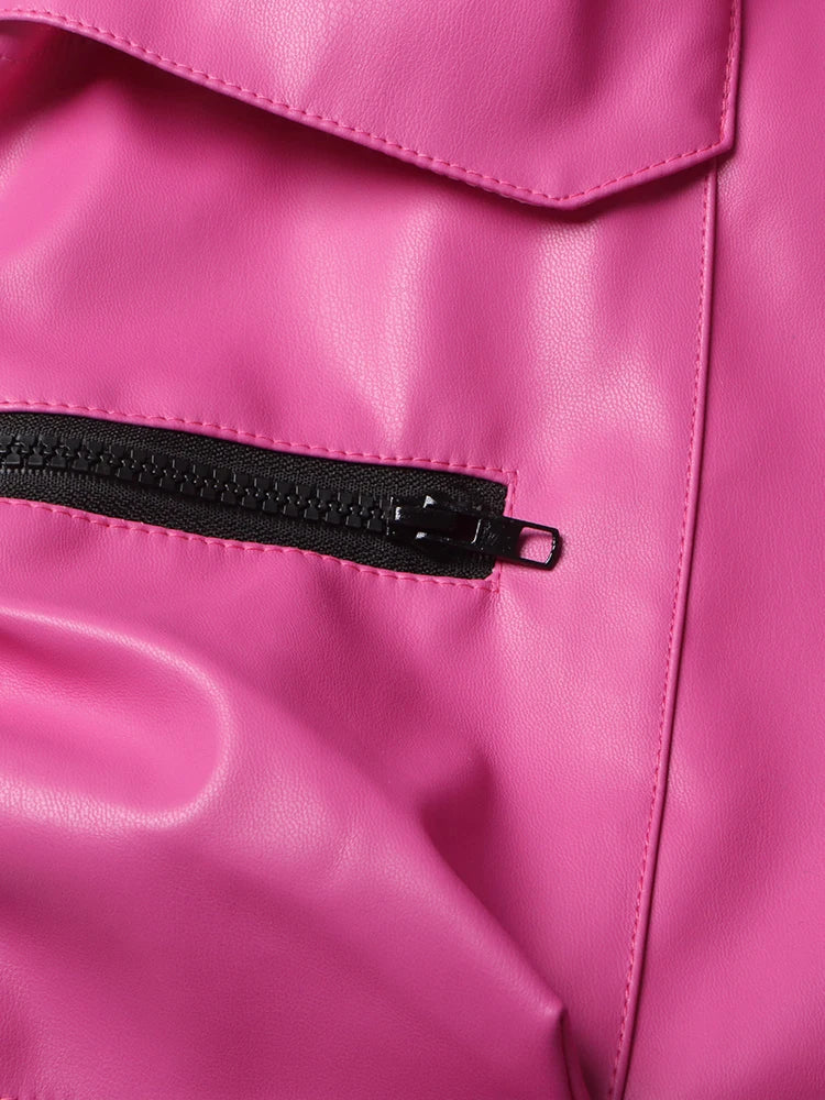 Pink Leather Cargo Pants