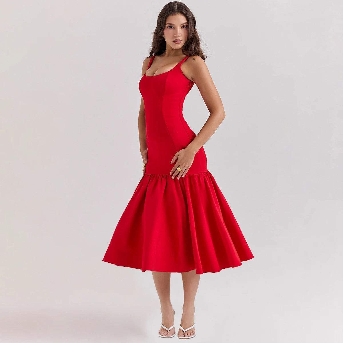 Red Drop Waist Dress