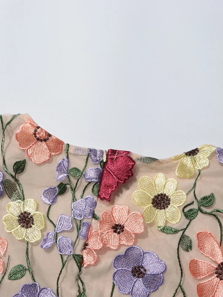 Floral Embroidery Mini Dress