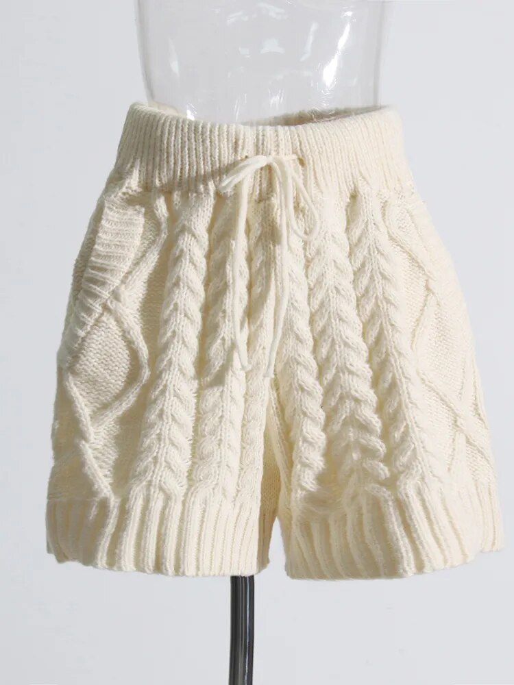 Cream Knit Sweater with Matching Shorts | Zalia Atelier