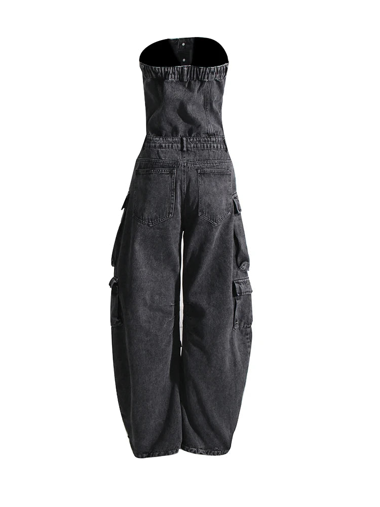 Denim Cargo Jumpsuit