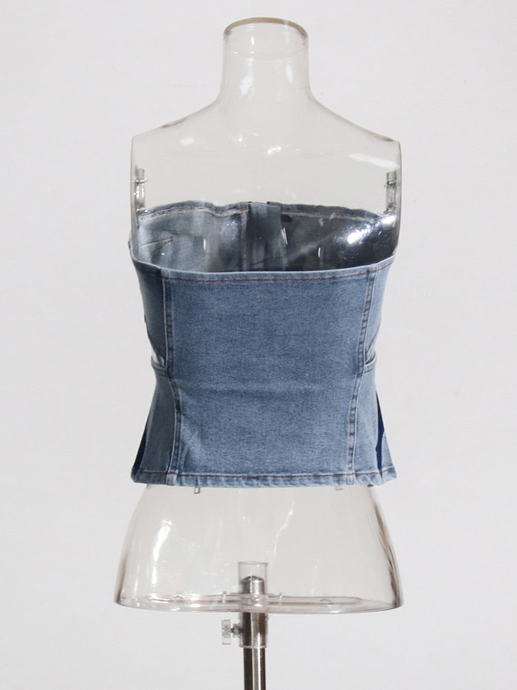 Strapless Denim Top