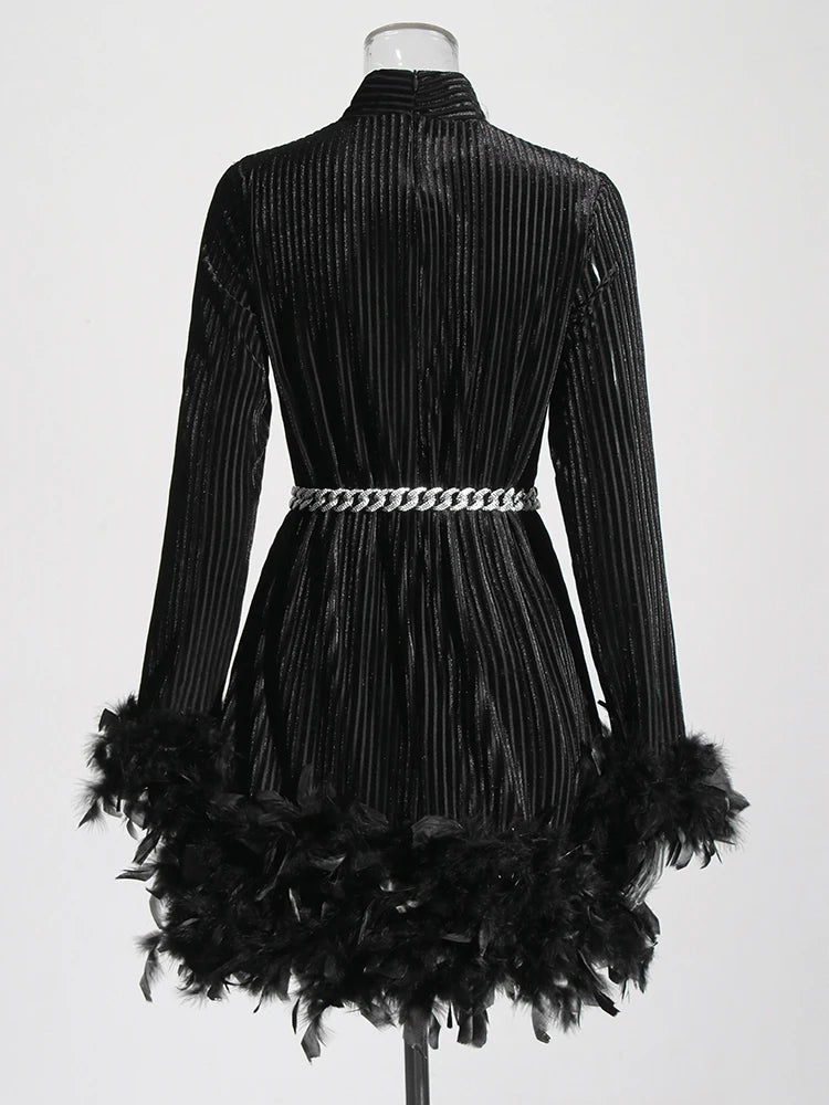 Feather Trim Dress