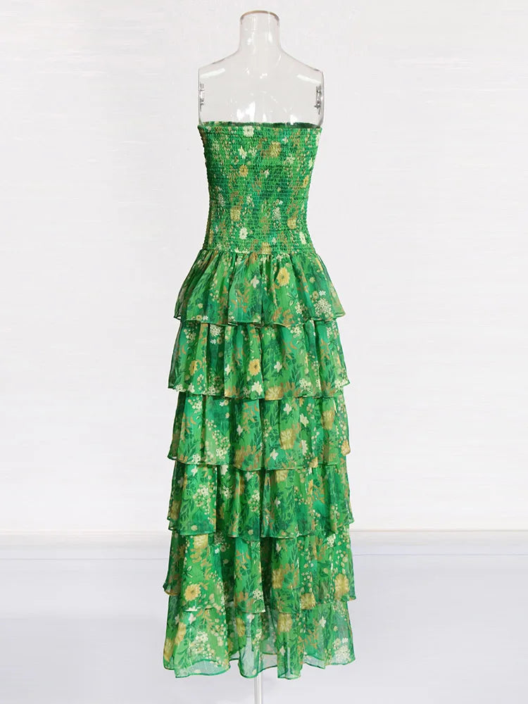 Strapless Green Maxi Dress