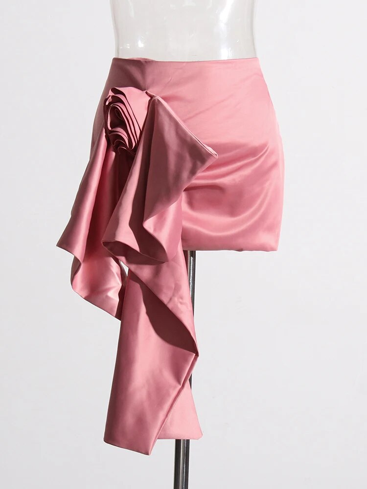 Pink Mini Skirt with Rose Applique | Sexy Fashion | Zalia Atelier