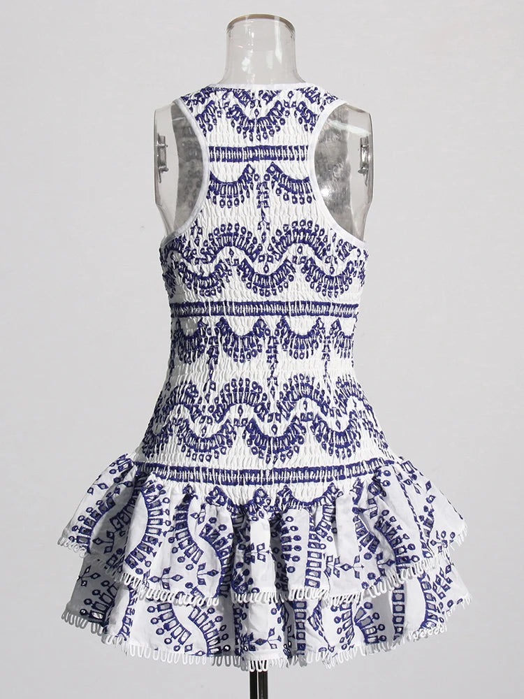 Sleeveless Embroidery Mini Dress