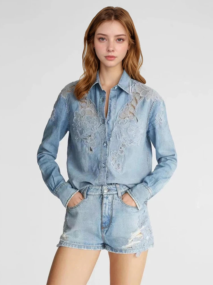 Denim and Lace Shirt