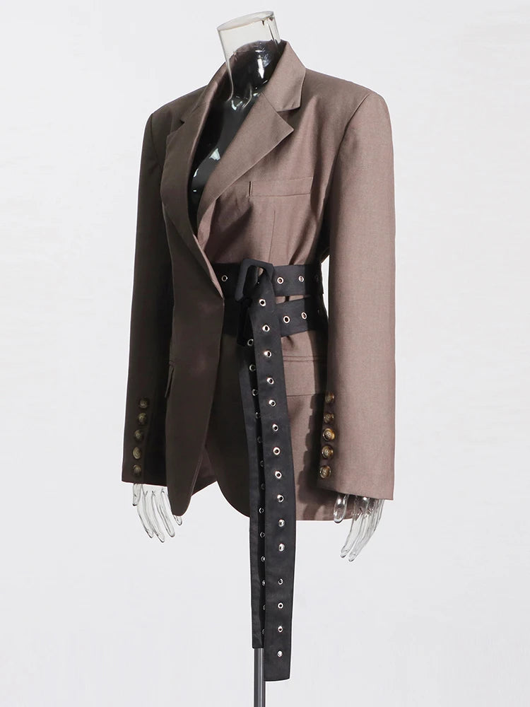 Patchwork Belt Blazer