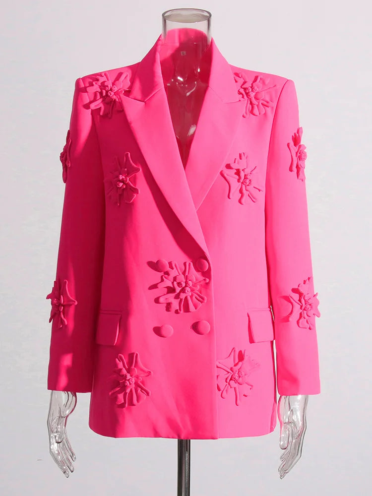 Pink blazer floral appliques