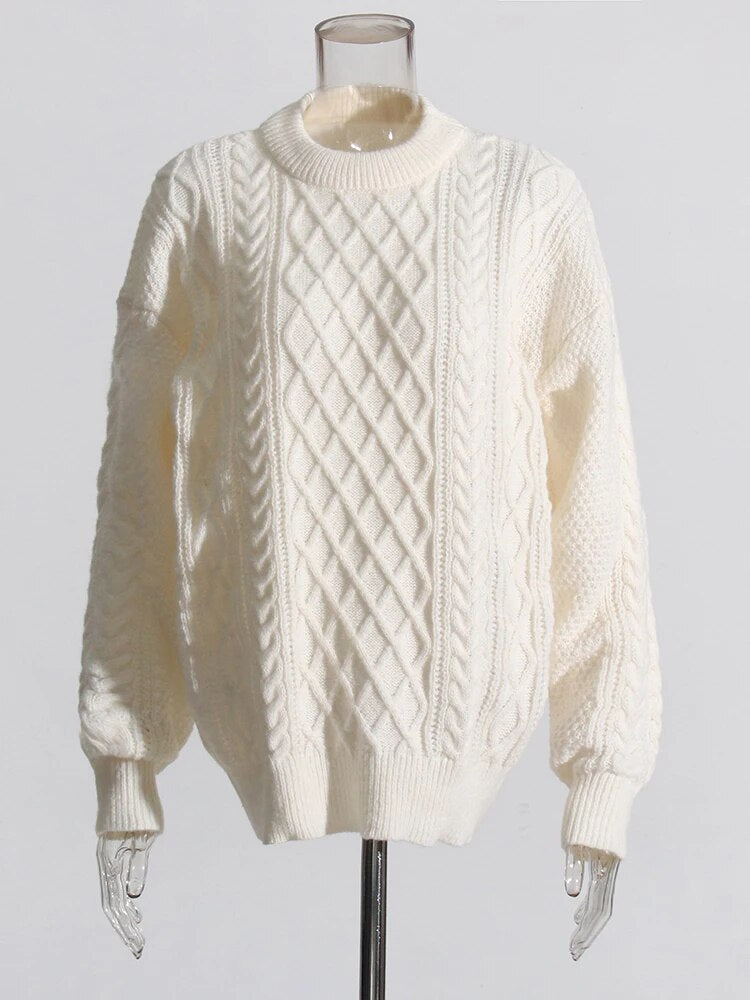 Beige Knit Sweater Loose Fit