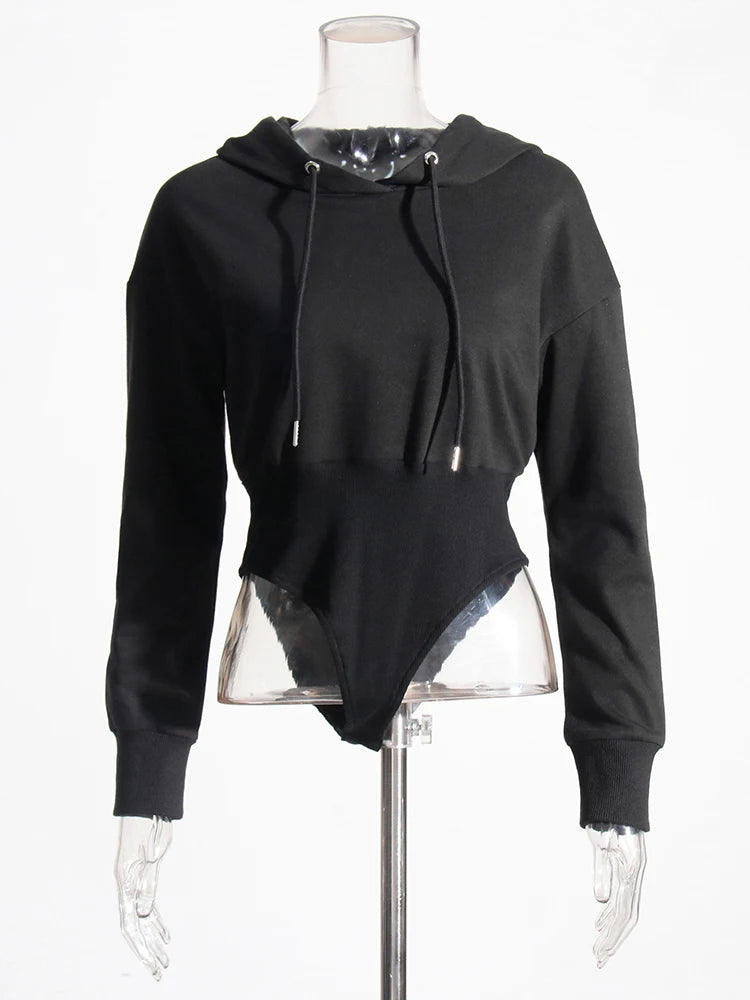 Black hoodie bodysuit | Zalia Atelier