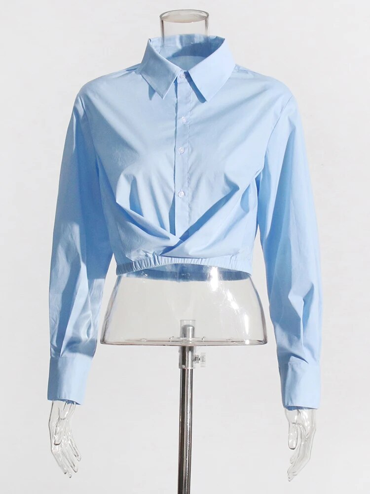 Light Blue Crop Shirt