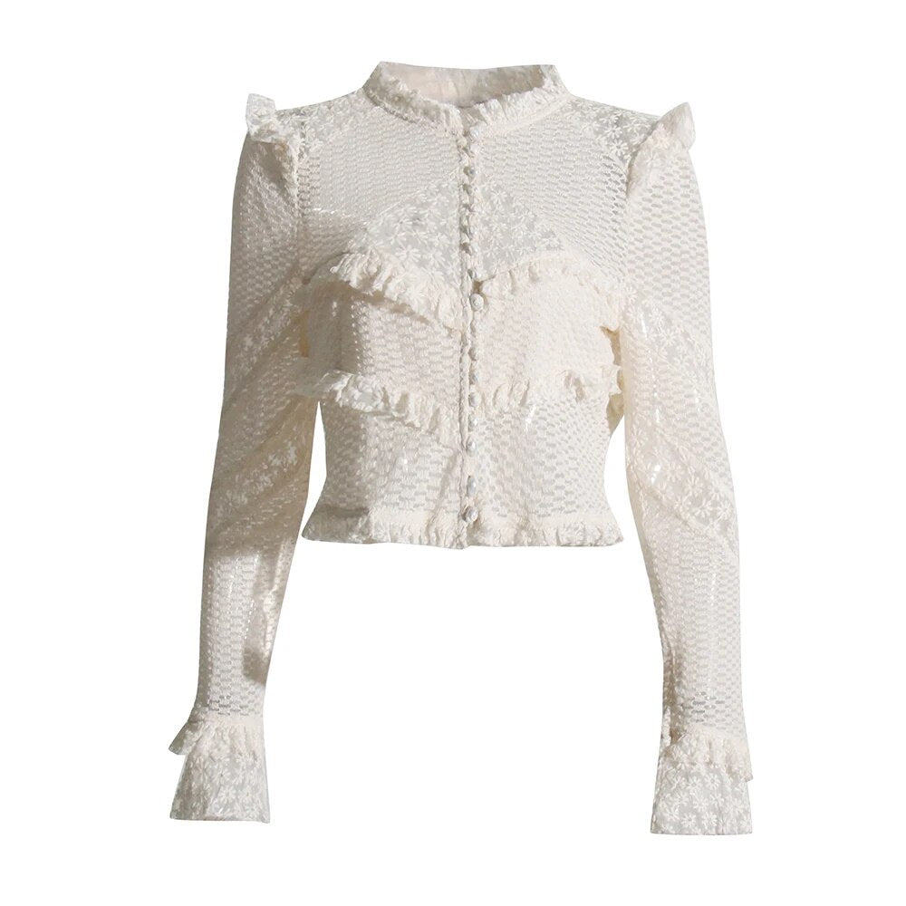 Apricot Lace Top Long Sleeve