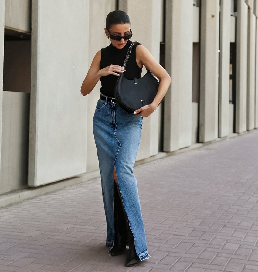 High Waist Denim Skirt