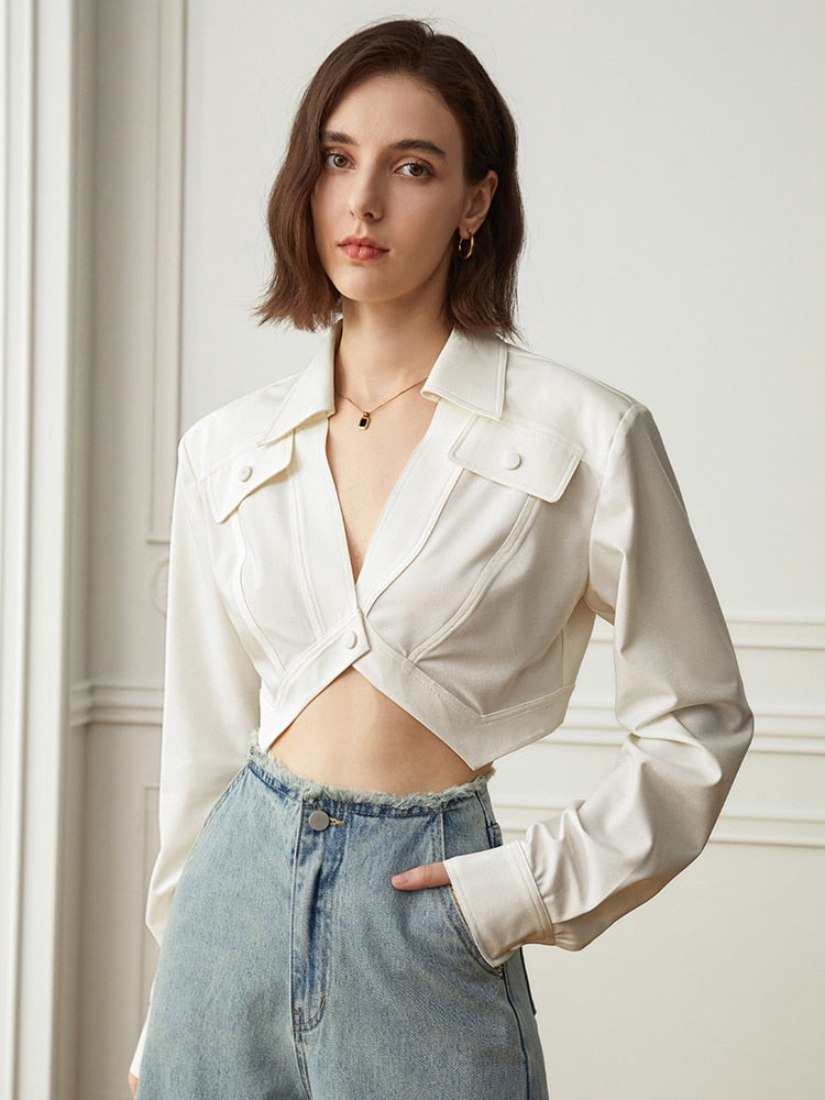 White Crop Blazer | Chic Fashion Style | Zalia Atelier